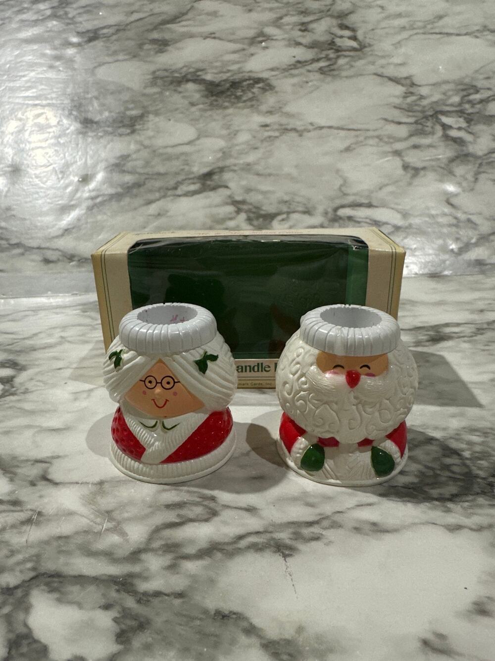Vintage Hallmark Santa and Mrs. Claus candleholders